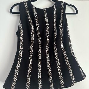 Peter Nygard Black and Leopard Print Blouse